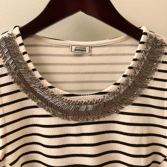 PIMKIE B&W Striped Dress w built-in necklace - Picture 3 of 5